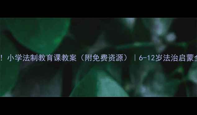 图片 ✅必看！小学法制教育课教案（附免费资源）｜6-12岁法治启蒙全攻略2