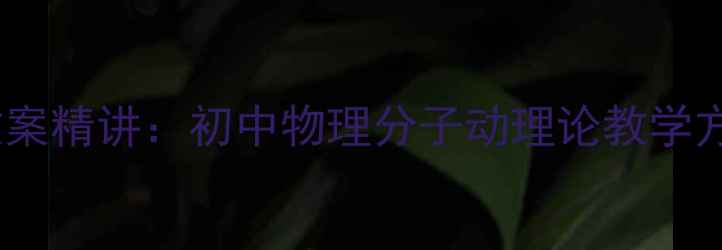 图片 分子的热运动教案精讲：初中物理分子动理论教学方案与实验设计2