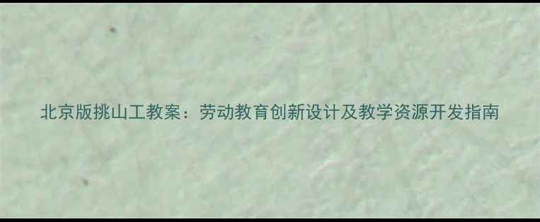 图片 北京版挑山工教案：劳动教育创新设计及教学资源开发指南
