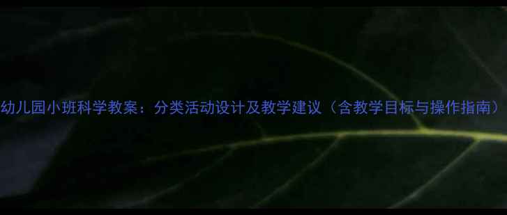 图片 幼儿园小班科学教案：分类活动设计及教学建议（含教学目标与操作指南）